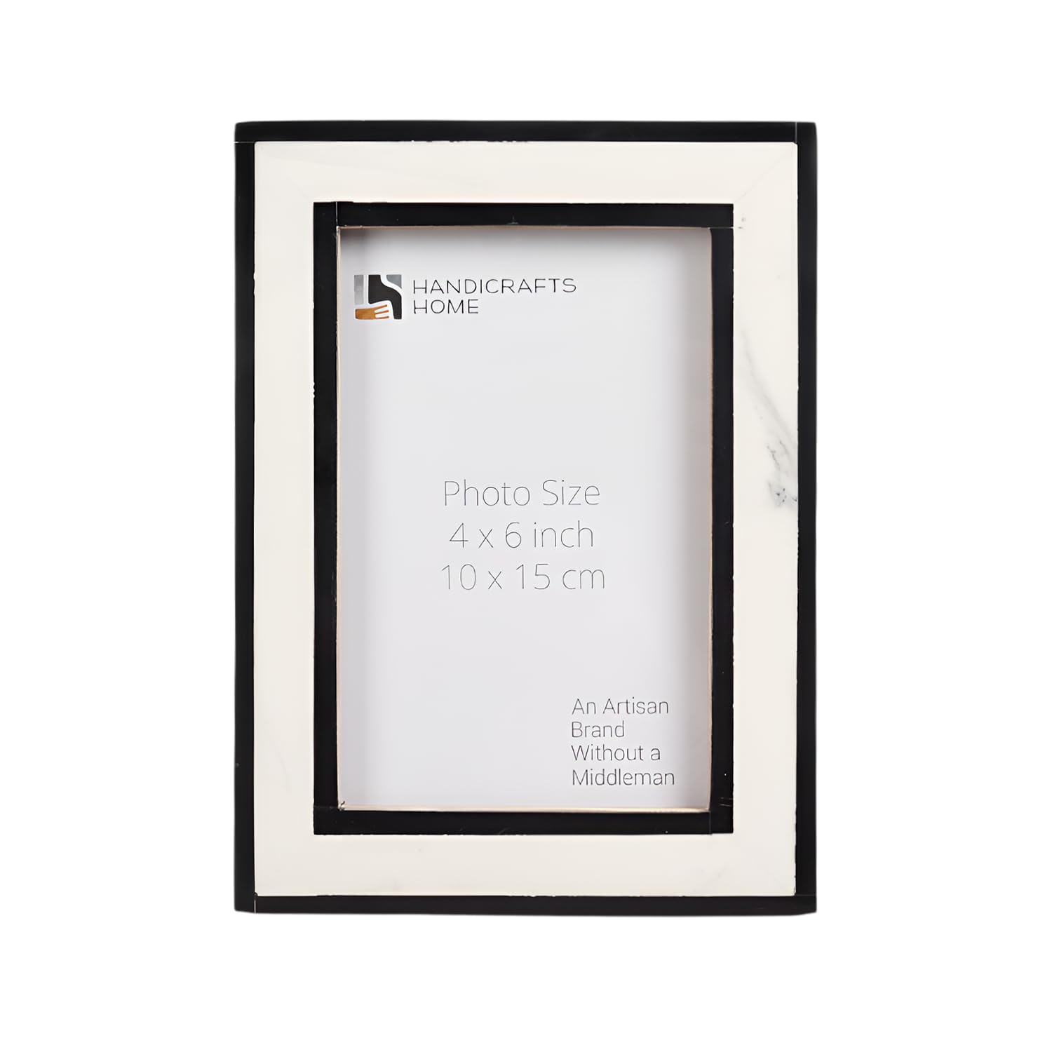 Handicrafts Home Black-White 4X6 Picture Frame Black And White, Modern Layered Decorative Photo Frame For Tabletop Or Wall, Minimalist Desk Frame For Gallery Wall Home Office Decor