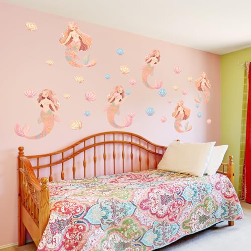 Vinilo decorativo infantil sirenas y animales marinos miniatura 4