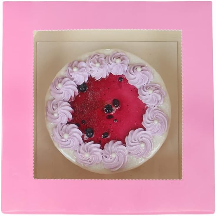 Box World Premium Thick Card Paper Empty 1 kg Cake Box with Window (Pack of 12) (10x104 inch)