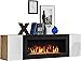 ExtremeFurniture Fire Armario con Chimenea de Bioetanol, Carcasa en Madero Wotan Mate/Frente en Blanco Brillante (Combustible NO Incluido)