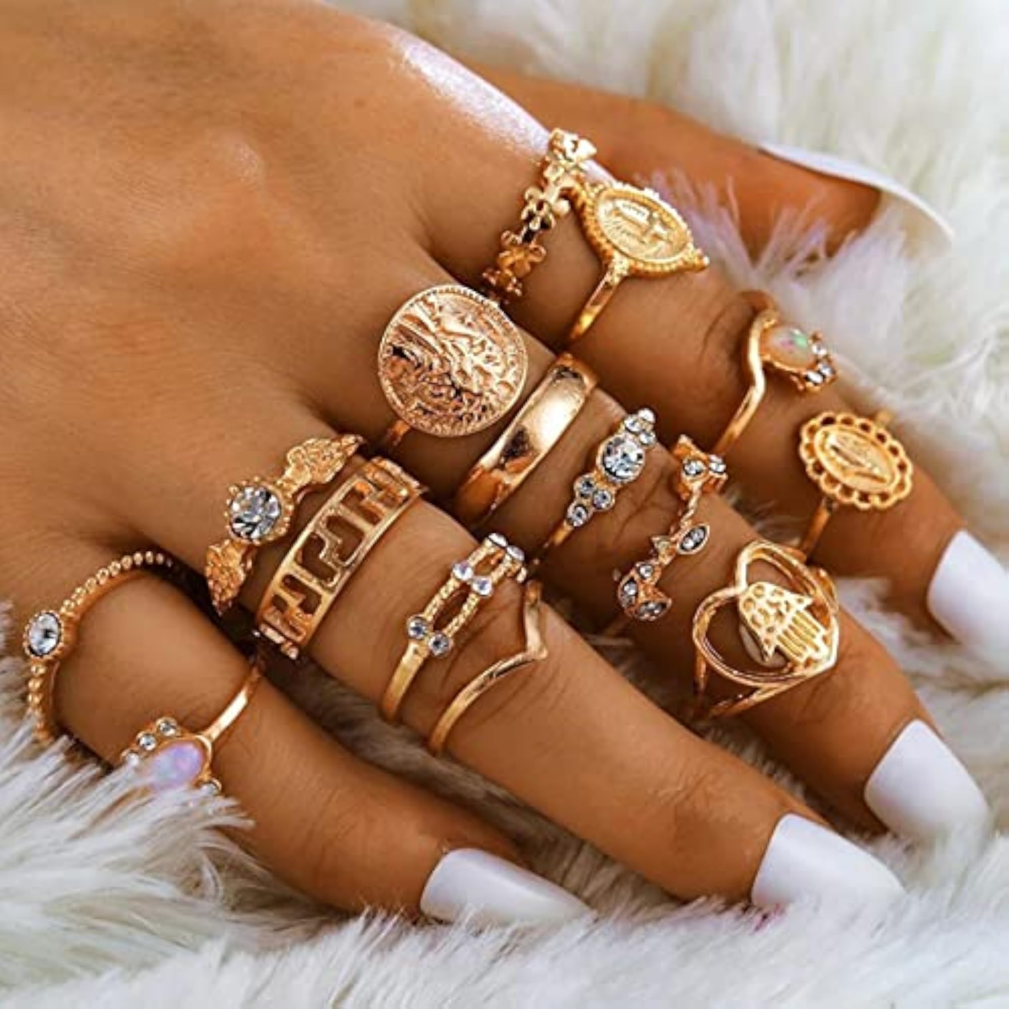 Set of 15 Stackable Rings - Contemporary Style
