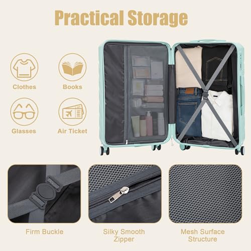 Image of 28 Inch ABS Hard Shell Large Luggage With Combination Lock and Side Hooks, Blue
