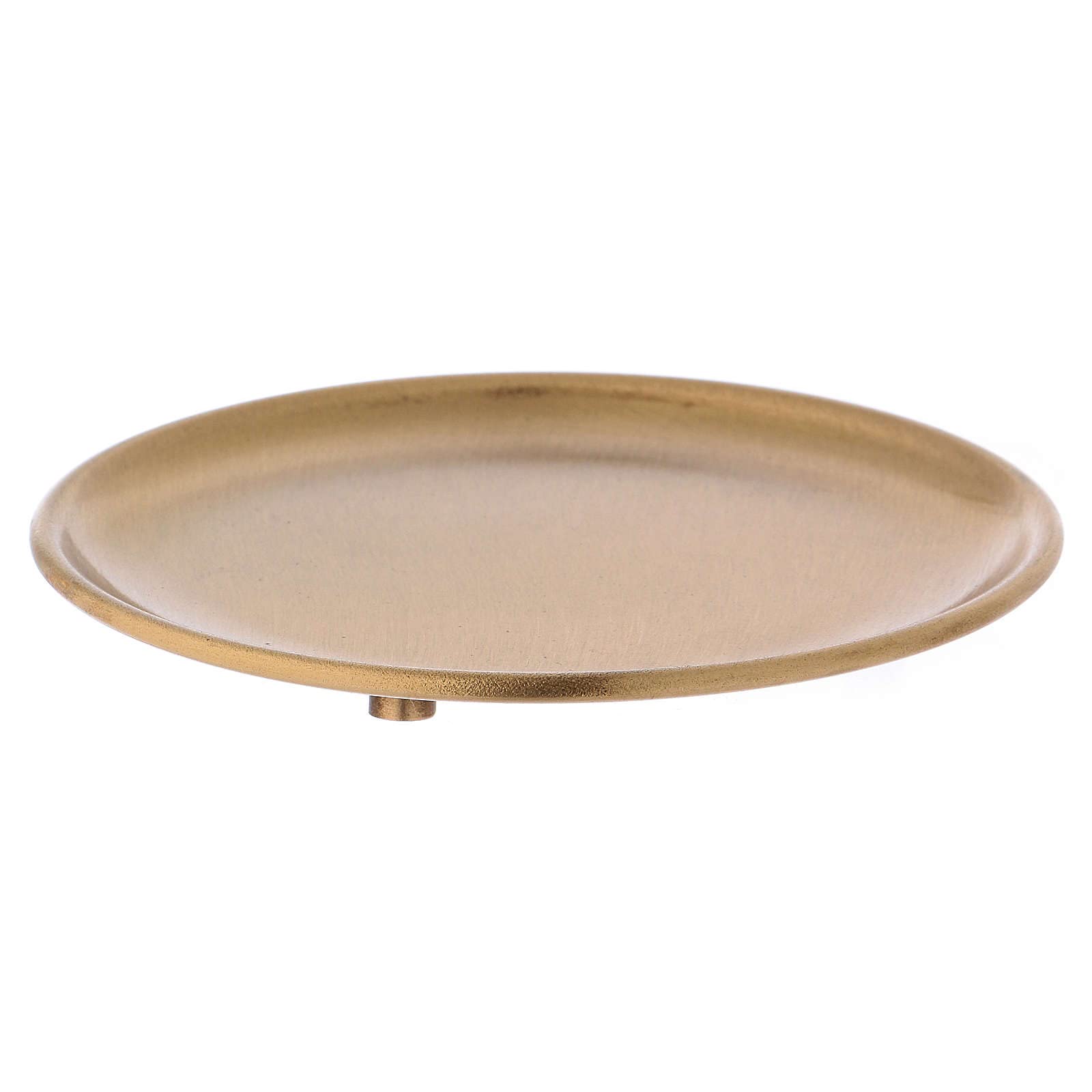Candle Holder Plate in satinised Gold-Plated Brass diam. 12 cm
