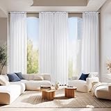 NICETOWN 4 Pieces Sheer White Curtains 84 - Window Treatment Rod Pocket Tulle Voile Drape/Panel Sets for Patio Door (4 Panels, W60 x L84)