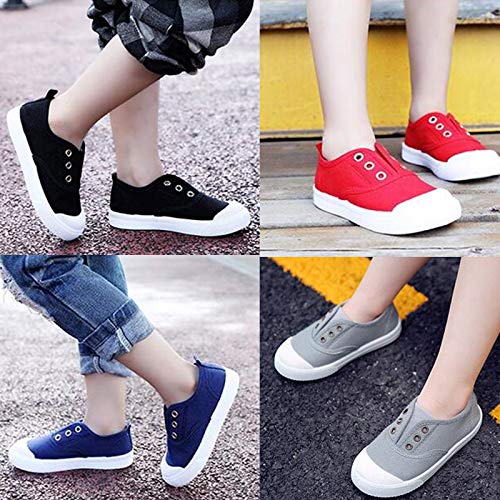 DADAWEN Boy's Girl's Canvas Light Weight Slip-On Sneakers Running Shoe2