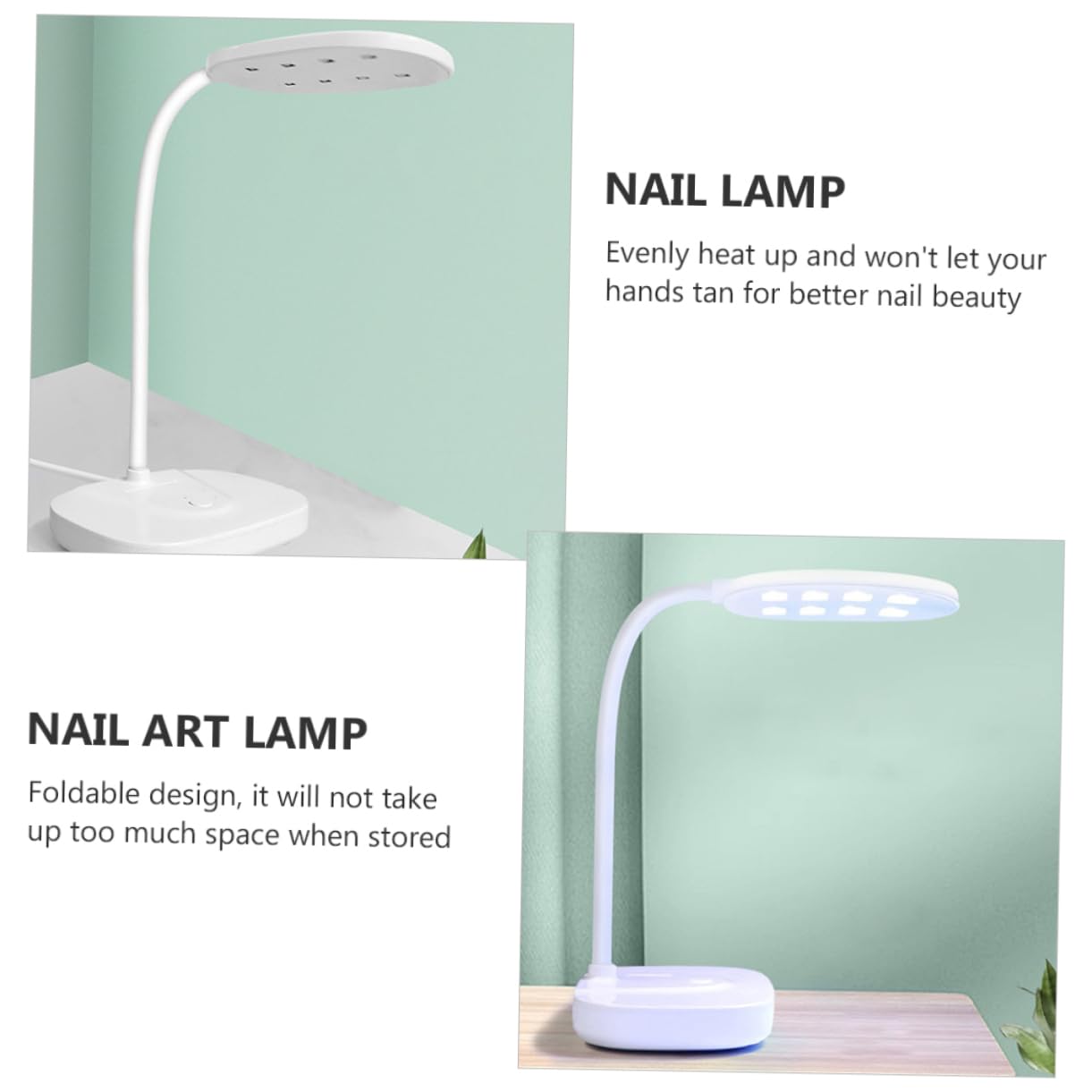 Lámpara de Uñas 12w USB de Plástico Color Claro, Plegable y Portátil