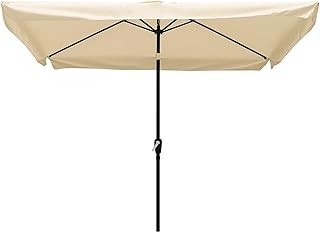 HZH Guarda-chuva de pátio, guarda-chuva de pátio externo de alumínio de 10 x 6,5 pés com saia com manivela e inclinação para mercado, guarda-chuva externo de piscina