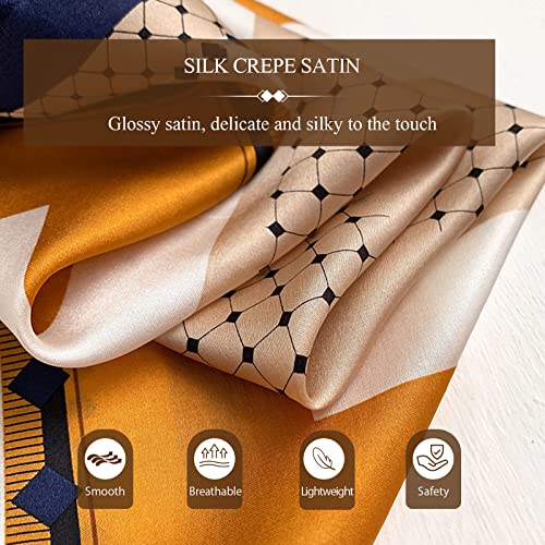 Silk Scarf Women Square Scarves Flower Houndstooth Printed Satin Small Scarves Neckerchief Bandanas Hairband 70×70cm4