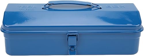 Portable Tool Storage Box Large Capacity Steel Tool Organizer Toolbox for Car Auto Repair Tools Blue 13.8x5.9x4.3in