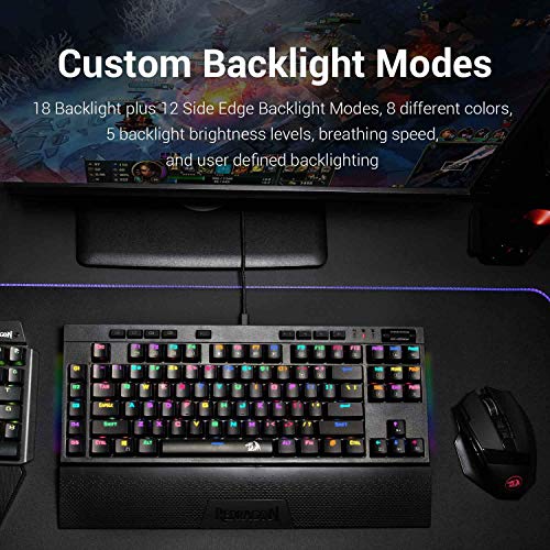 Redragon K588 Rgb Backlit Mechanical Gaming Keyboard With Programmable Keys Macro Recording Optical Blue Switches Tenkeyless With Detachable Palm Rest & Usb-C Usb For Windows Pc #TOP4