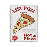 Pizza House - Cartel de metal italiano para decoración de exteriores, estilo vintage, para cueva, garaje, pub, bar, cocina, decoración del hogar, 16 x 12 pulgadas