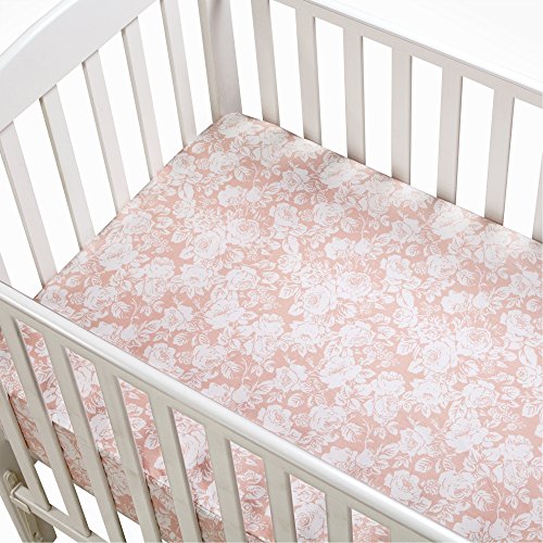 Brandream 43224-4096 Vintage Floral Fitted Crib Sheets Girl Shabby Rose Farmhouse Nursery Bed Sheet Toddler Mattress Sheets Boho Blush Pink Peach,100% Soft Cotton thumb #3