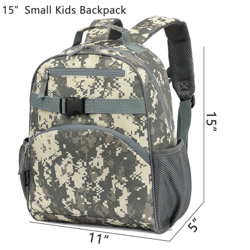 FlowFly Kids Backpack for Toddler Boys Girls, Simple Lightweight Bookbag for Daycare Kindergarten Elementary School Travel, Small Modern Bag (Medium 15''), Digital Camo3