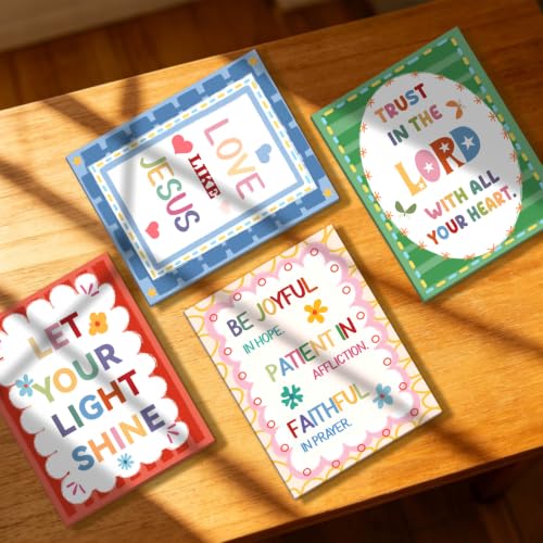 Image of CHDITB Kids Bible Verse Framed Canvas Wall Art, Christian Scripture Decor | Set Of 6 Religious Educational Print,Colorful Faith Uplifting Quote Poster For Sunday School Classroom Bedroom Nursery 8 inchx10 inch