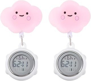 Relógio de enfermeira médico com clipe para pendurar relógios de lapela capa de silicone relógio digital retrátil relógio de bolso feminino masculino 2 peças, Conforme mostrado., 10.5X4.5CM, moda