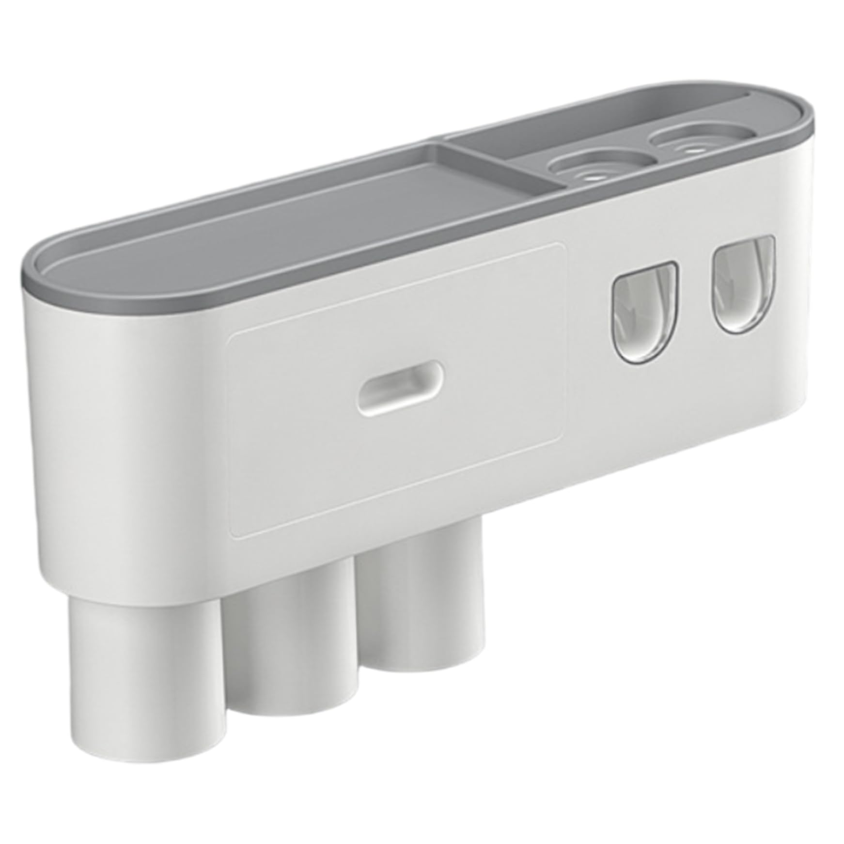 Dispensador automático de Pasta de Dientes con 3 Tazas, Soporte para cepillos de Dientes montado en la Pared, Organizador de baño sin Taladro, Estante de Almacenamiento de ABS Gris