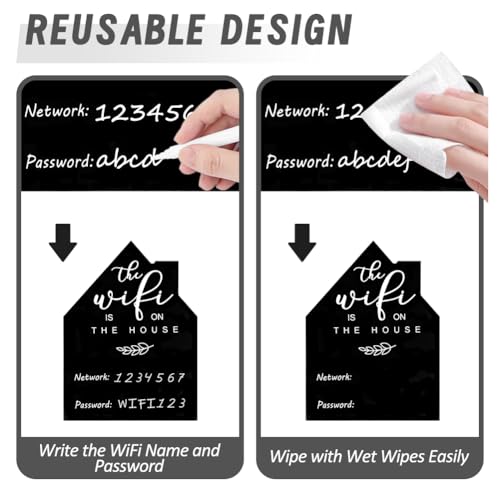 Wifi Password Sign for Home Guests (Leaf House, 4.9" x 3.7")