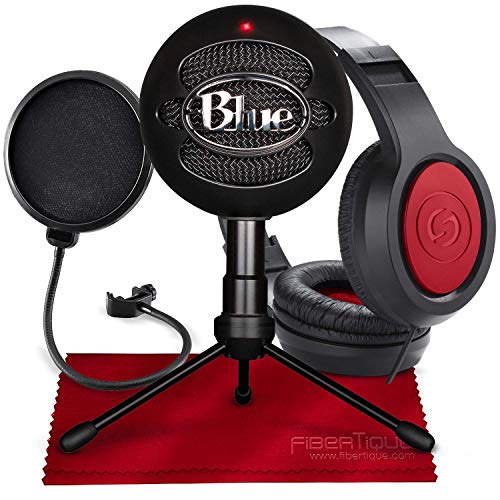 Big Sale Blue Snowball iCE USB Cardioid Condenser Microphone (Black) with Studio Headphones & Pop Filter Deluxe Accessory Pack
