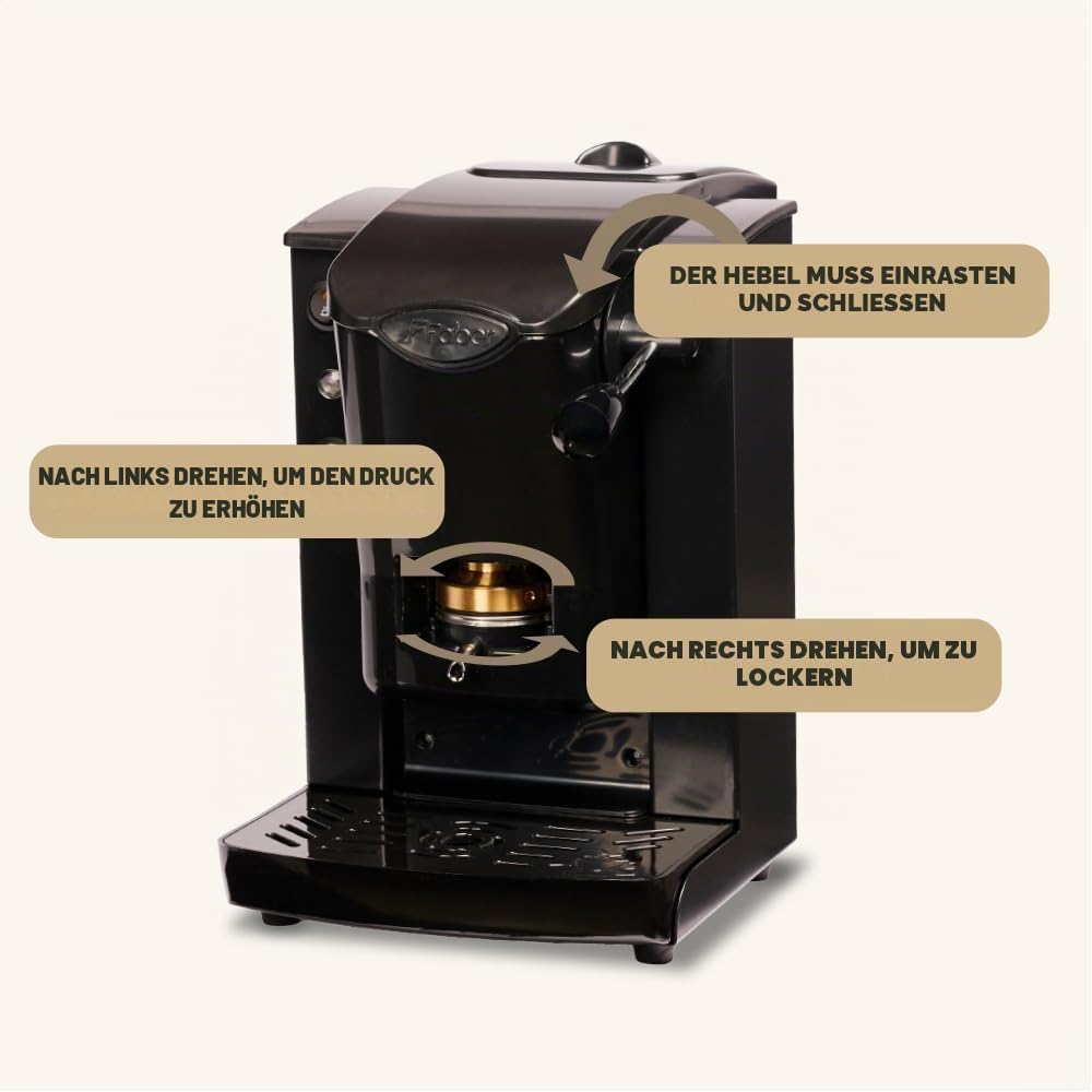 FABER COFFEE MACHINES POD Coffee Machine 44 mm Adjustable Brass Pad Press SCHWARZ