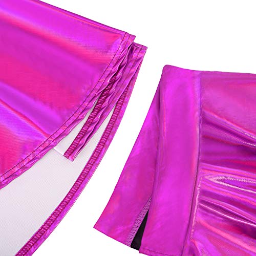 Image of HDE Girl's Metallic Skater Skort Dance Athletic Shiny Holographic Scooter Skirt