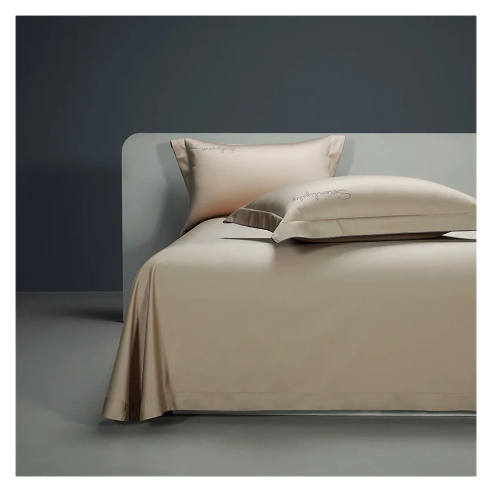 Set Di Biancheria Da Letto In Stile Hotel In Cotone Egiziano 1200Tc, Set Copripiumino Di Lusso Con Ricamo, Lenzuolo Con Angoli/Piatto, Federe, Piumone Per Tutte Le Stagioni,B,Flat Queen Size 4Pcs