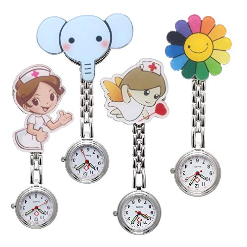 Uhren Krankenschwesteruhr Set Pulsuhr FOB Uhr Pflegeruhr Krankenschwester Ärzte Muster Schwesternuhr Brosche Taschenuhr Analoge Quarzuhr (Set3(4