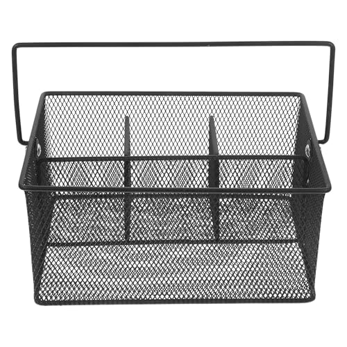 Luxshiny Porta Utensilios de Metal Negro para Cubiertos de Cocina, Organizador de Palillos y Cuchara para Encimera, Cesta Práctica y Resistente para Almacenamiento y Orden en Mesa y Cocina