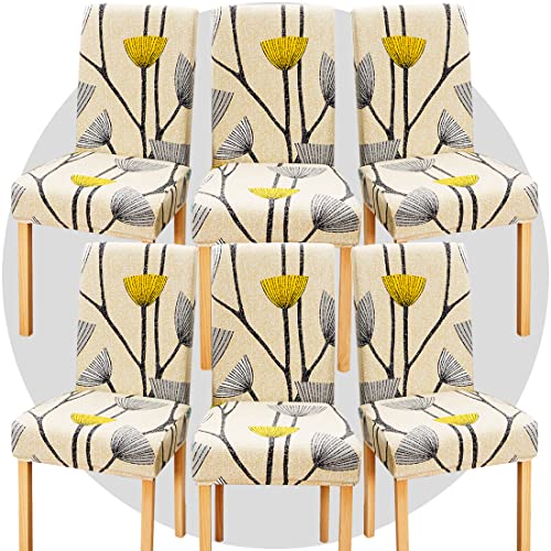 TOMMO Dining Room Chair Covers Set of 6, Stretch Removable Washable Spandex Dining Chair Slipcovers Protectors