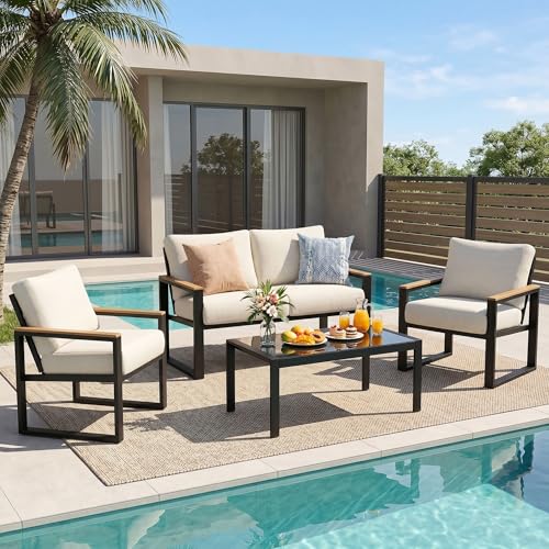 NATURAL EXPRESSIONS 4 Pieces Patio Furniture Sets,Metal...