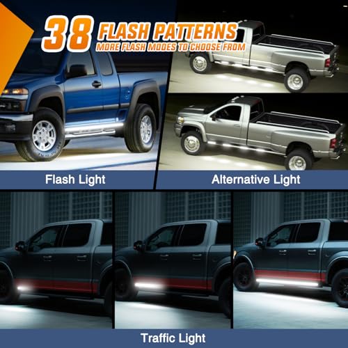 Image of Nilight 2PCS 70 Inch Emergency Strobe Light Strip with Controller 864 LED White Running Board Lights Flexible Side Flashing Warning Caution Safety Waterproof for Truck Construction Pickup