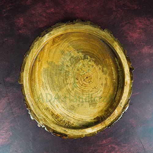 Image of ADA Handicraft Handmade & Handcrafted Pakka Mango Wood Big Size Serving Tray (31 x 31 x 3.5 cm) Multipurpose Wooden Tray | Wooden Serving Trays | Platter - Wooden Brown Color[Large Size]