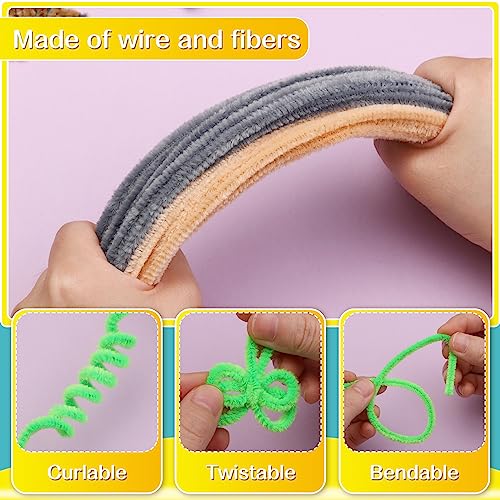 Image of 100 Pieces Pipe Cleaners Craft Chenille Stem Gray Pipe Cleaners | Fuzzy Sticks Pipe Cleaners for Crafts Festival Home Decorations