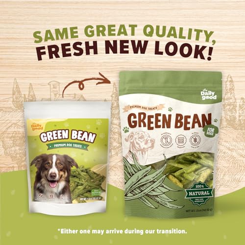 Image of Green Bean Chips for Dogs - 100% Natural Single Ingredient Dog Treats - Snappy & Crispy - High Fiber, Hypoallergenic, Grain-Free - Healthy Snack for All Breeds - 1.5 oz