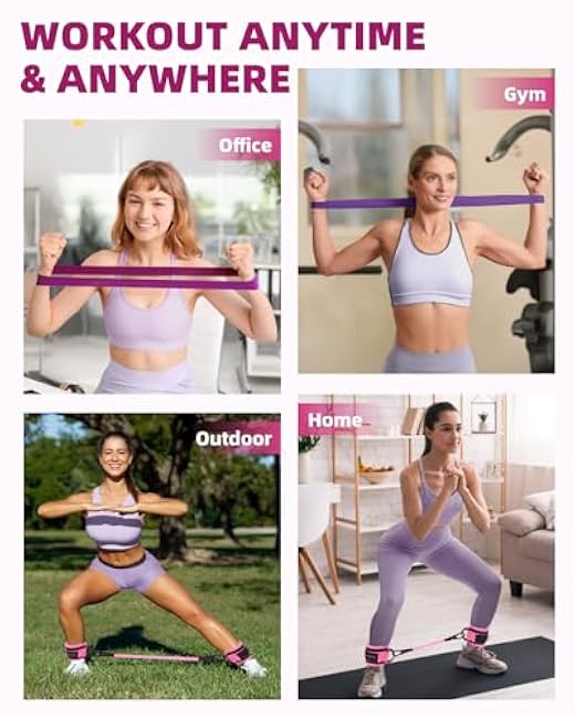 Resistance Bands Set ¨C Resistance Band and Adjustable Ankle Exercise Bands with Cuffs Great Equipment for Training, Working Out, Yoga,Home Gym with Training Guidance & Carry Bag,Set of 8