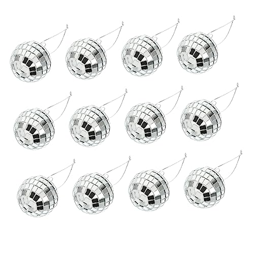 CONGARTENO 12pcs Mirror Disco Decorations for Parties Weddings Christmas Tree Ornaments Reflective Hanging Decor for Bars Ktv Nightclubs and Celebrations