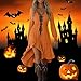 Victorian Dress for Women Halloween Dresses for Women Vintage Cowgirl Lace Up Midi Dress Casual Long Sleeve Ruffled Sundresses Fashion 2025 Orange