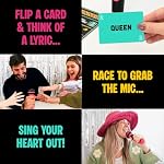 Lucky Egg Exciting Grab The Mic (English Version) - The Family Karaoke Game 8+ Year Olds, 2-10 Players - Board Game for Bad Singers - 250 Lyrics (125 Cards) for Fun Hilarious Games Night, Parties