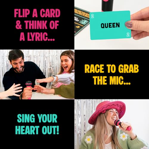 Lucky Egg Official Grab the Mic – Family Karaoke Game, 8+ Year Olds, 2-10 Players - Board Game for Bad Singers with 250 Lyrics (125 Cards) for Hilarious Nights & Birthday Party, Kids Gift - Image 5