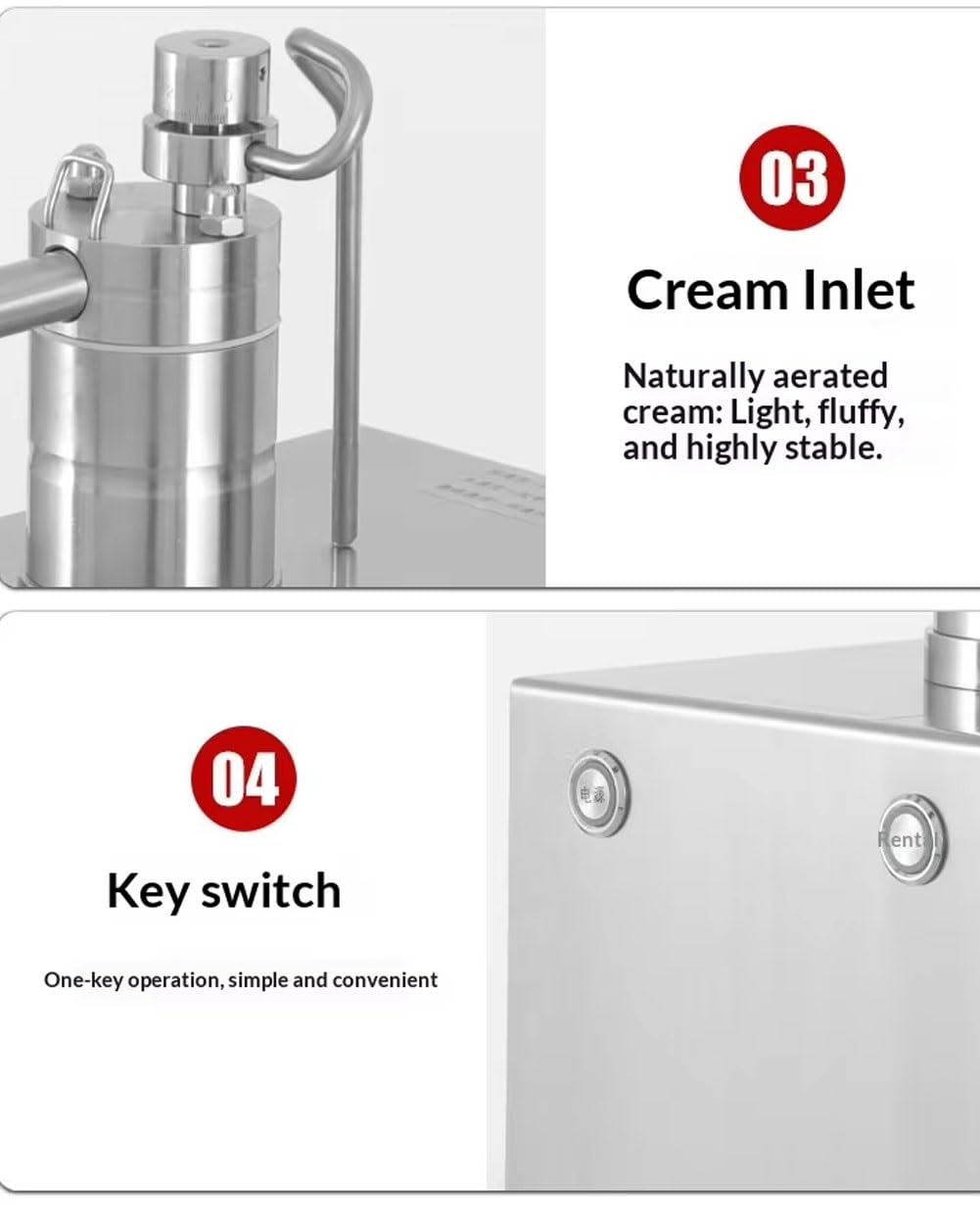 Macchina for impastare Crema for Torte Commerciale da 400 W, Macchina for Montare Panna Completamente Automatica con 10 Marce Regolabili, Macchina for mescolare Crema in Acciaio Inossidabile for Pane