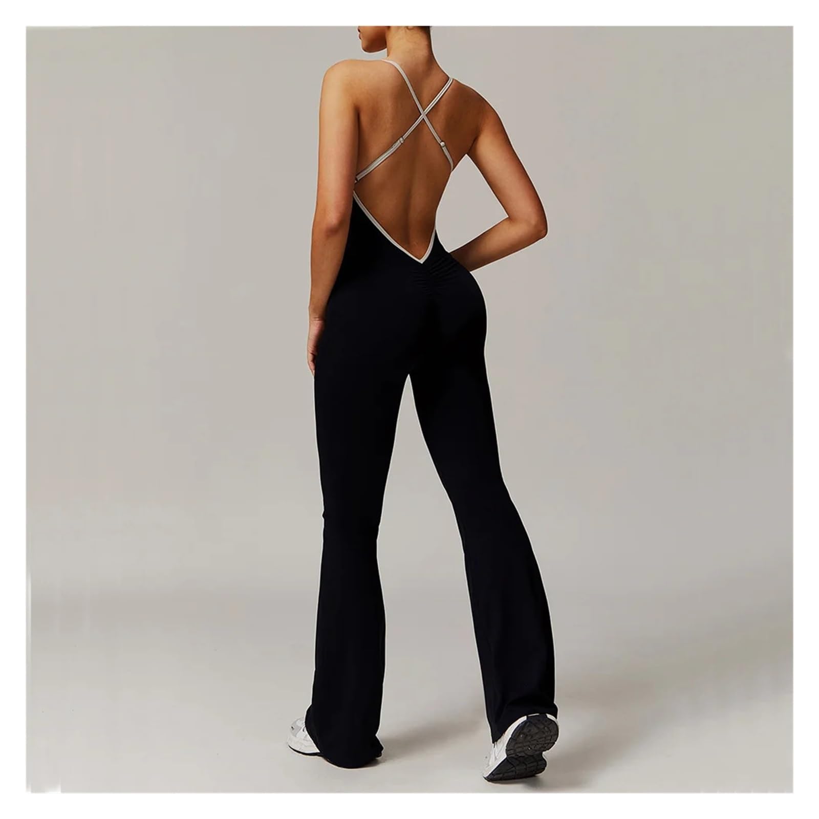 Mono de yoga sin espalda Mono Deportivo Sexy Con Espalda En V For Mujer, Conjunto De Gimnasio, Traje Entrenamiento Yoga, Ropa Deportiva Para Entrenamiento