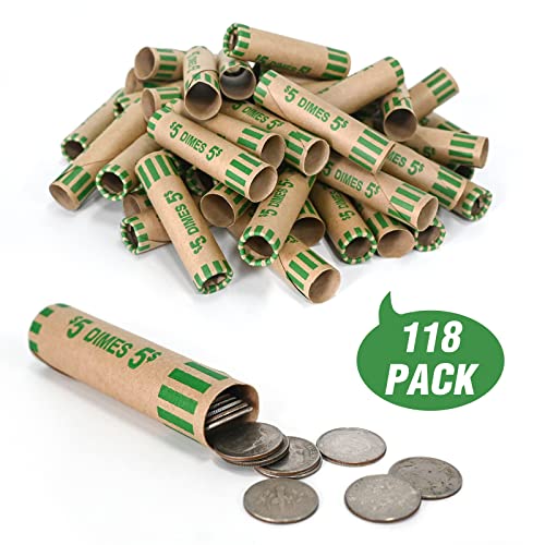 Image of LLIKED 118 PCS Preformed Coin Wrappers Rolls-Dimes