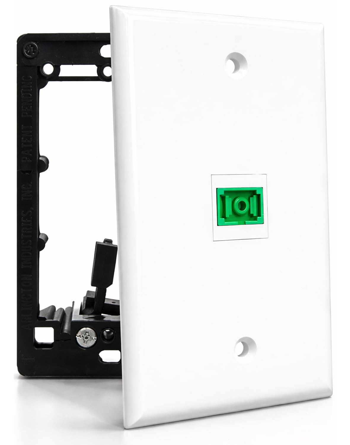 Fiber Optic Wall Plate, for SC/APC, Simplex, w/ 1-Gang Mounting Bracket, 1 Port - White