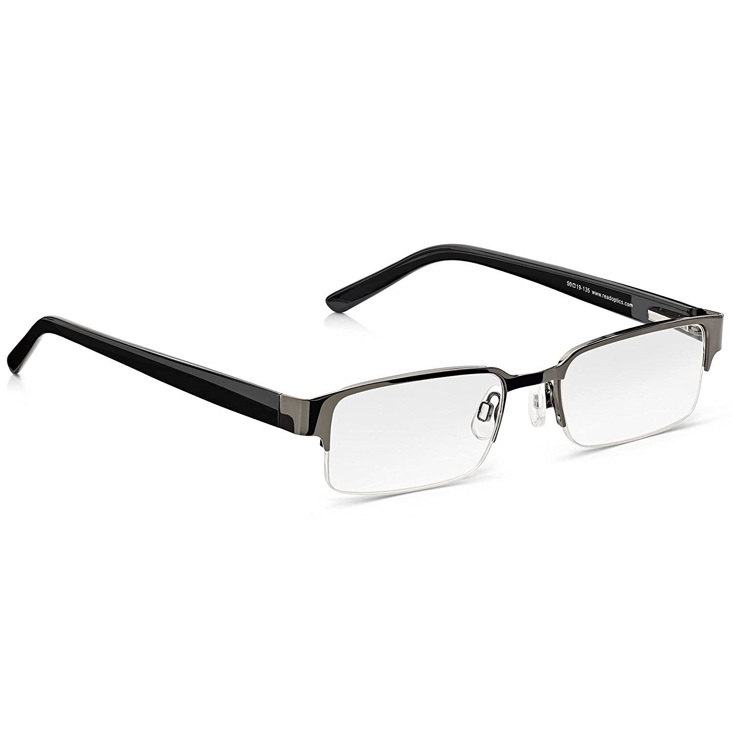 Mens Reading Glasses 1.0, Rectangular Half Frame Spectacles, Classic Style with Spring Hinges for Comfort and Fit