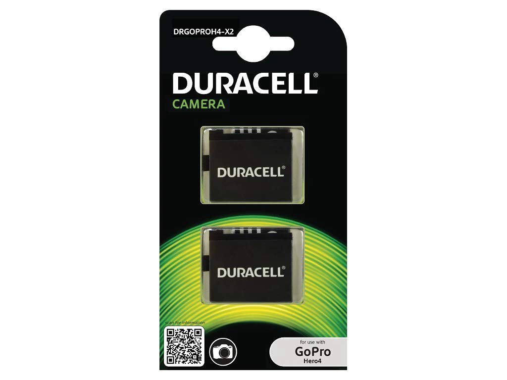 Duracell Akku für GoPro Hero 4 AHDBT-401, Farbe: Schwarz, DRGOPROH4-X2, 2 Stück