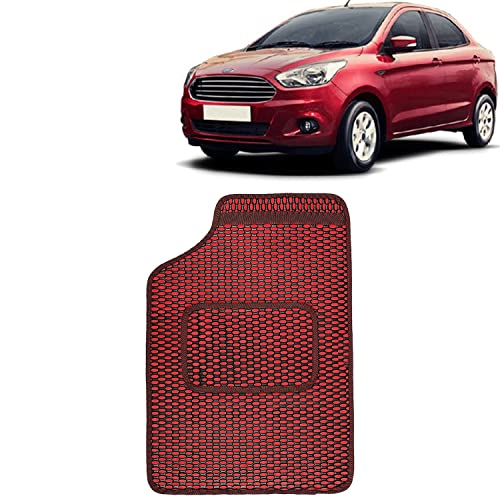 Image of Kingsway Dotted Style Designer Car Mats of Heavy Quality for Ford Figo Aspire (Set of 5, Red Color, PVC)