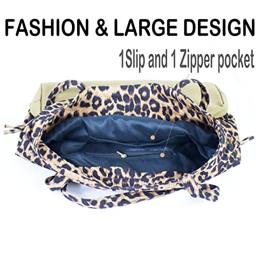 Image of Leopard Shoulder Bag Soft & Lightweight Large Tote Purse Handbag Travel Satchel Gift for Women
