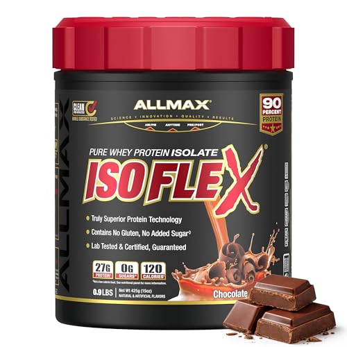 ALLMAX ISOFLEX Pure Whey Isolate Protein Powder - Gluten Free Low Lactose Sugar-Free - High-Protein Clean Keto-Friendly for Pre Post Workout Supplement for Women and Men | Chocolate 1lb