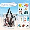 MBAIYO Groß Netz Strandtasche, Mesh Beach Bag für Sandspielzeug Faltbare Handtaschen mit Reißverschluss Wasserdicht Badetasche Netztasche für Strand Urlaub Reise Fitnessstudio #1