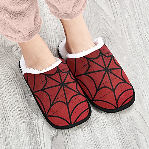 Dussdil Black Spider Web House Slippers Home Spa Slippers Memory Foam Closed Toe Slipper Non Slip for Hotel Bedroom Travel Shoes Women Men M2