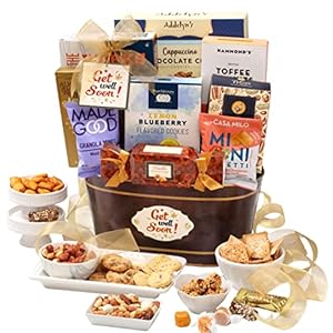 Broadway Basketeers Get Well Soon Care Package Gift Basket. Send Your Get Well Wishes With This Beautiful Display Basket Enjoy the Large Assortment of Sweets and Savory,Perfect for Mom, Dad, & Friends